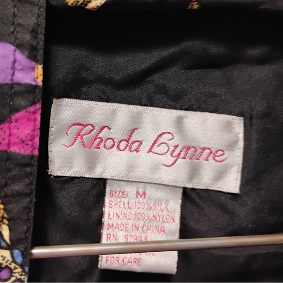 Vintage Rhoda Lynne Jacket Tassel Print Silk Full Zip Windbreaker 80s Size M - Picture 5 of 8